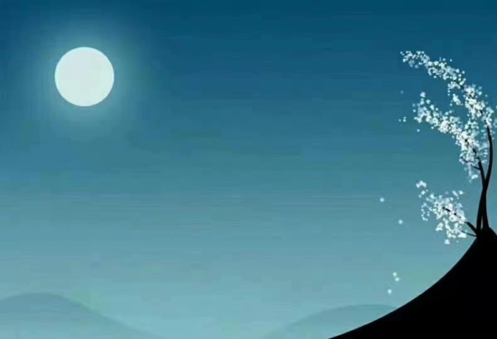 月圆之夜桃花出墙中国风ppt背景图片,ppt图片 - 51PPT模板网